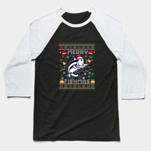 Merry Fishmas - Ugly Christmas Sweater Baseball T-Shirt